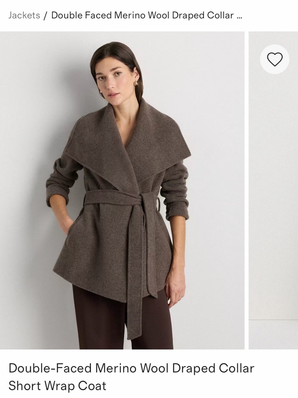 Quince Taupe Double-Faced Merino Wool Wrap Coat